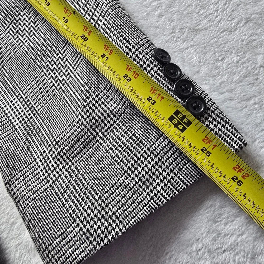 Jos A Bank Mens 48R Silk‎ Wool Blend Glen Plaid Blazer Sport Coat Black White